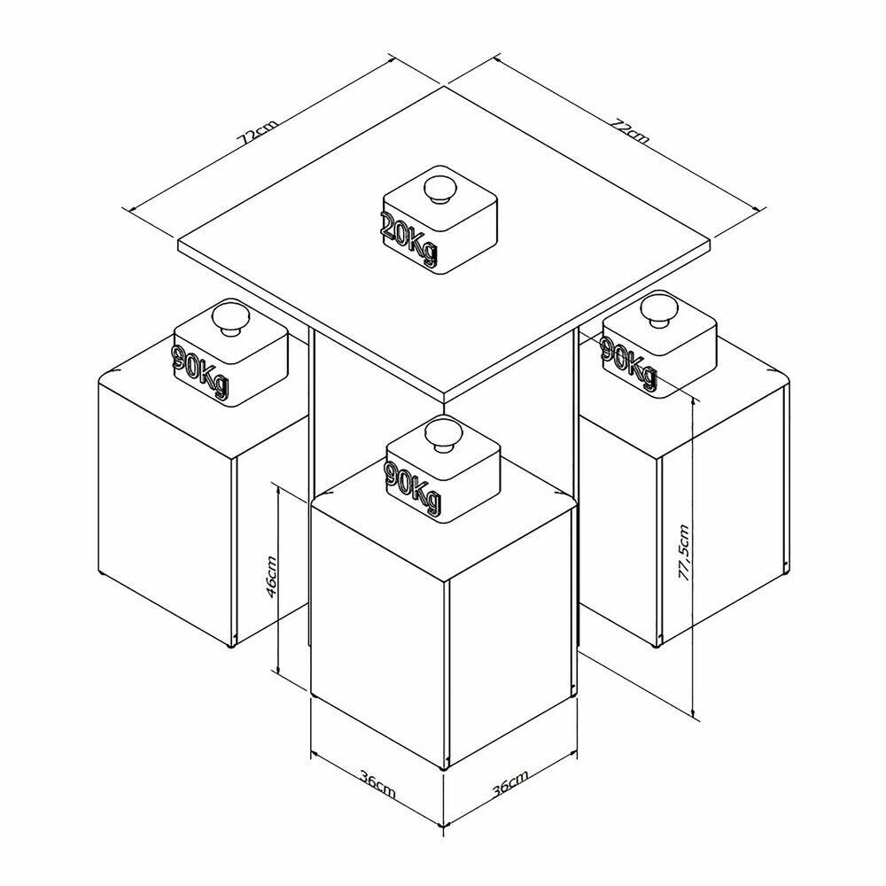 Mesa de Jantar com Banquetas Branco e Bege Appunto