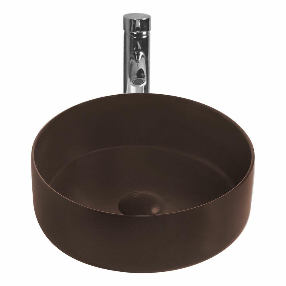 Cuba para Banheiro de Apoio Louça Redonda Marrom 36cm Addra