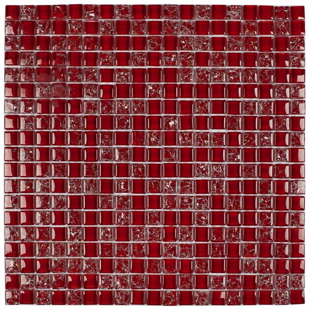 Pastilha Autoadesiva Galiano 30x30 Vermelho Extra Glass Mosaic