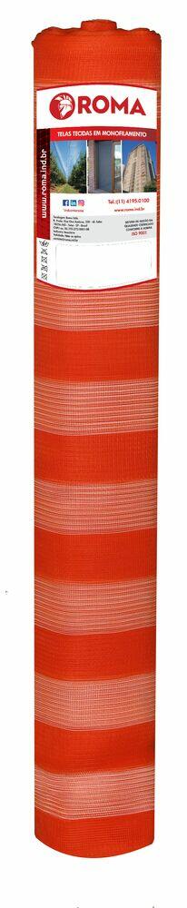 Tela Tapume 1,2 x 50m Laranja Branco Roma