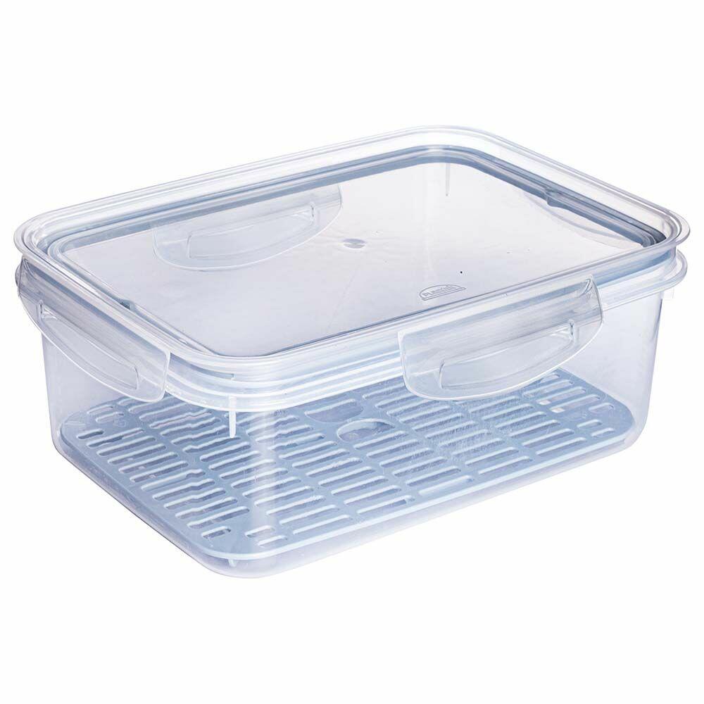 Pote de Plástico Hermético Retangular com Escorregador Trava mais Azul 2,6L Plasútil
