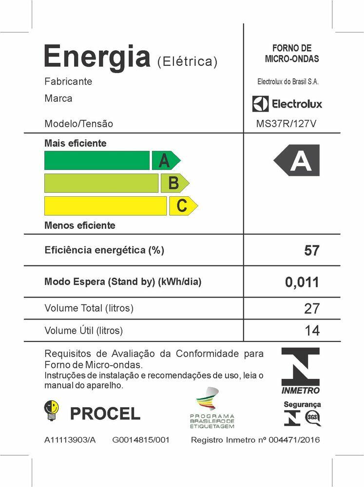 Micro-ondas 27L MS37R Prata Electrolux