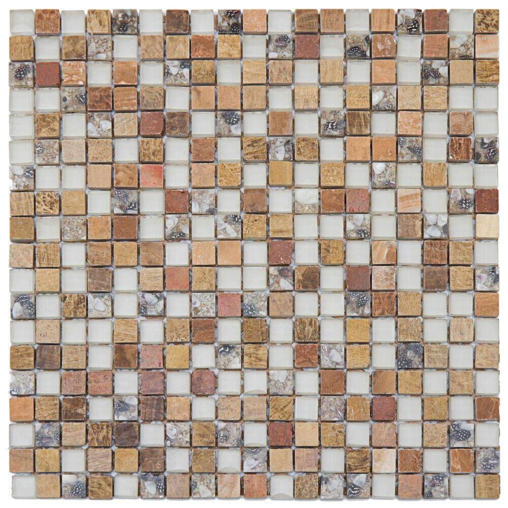 Pastilha Autoadesiva 31x31 Mármore Vidro Resina Glass Mosaic
