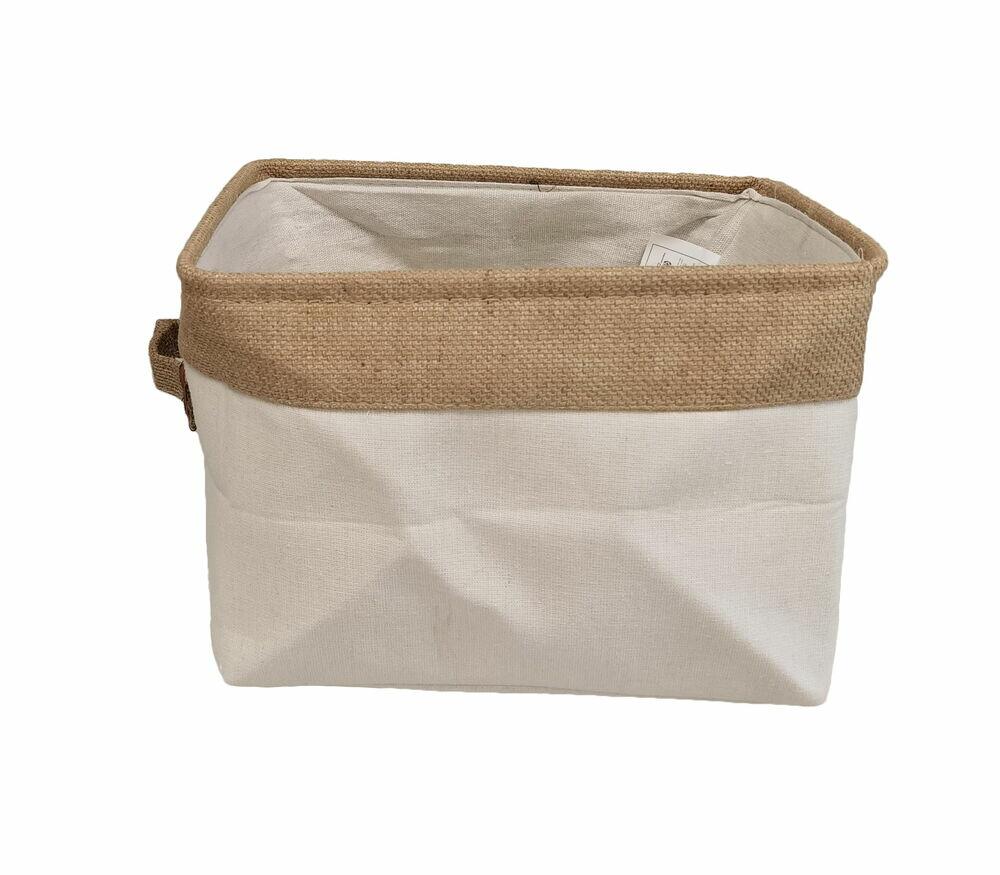 Cesto para Roupa Quadrada Lily 20x25cm Bege Casa&Ideia