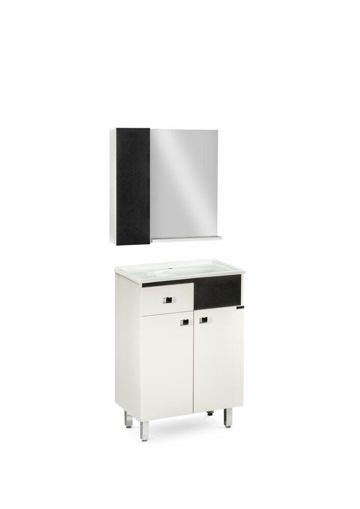 Kit Balcão Vittoria Mdf/Mdp 60 Branco/Preto Venturi