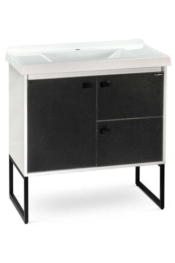 Balcão Potenza Pé Ferro 80 Branco/Preto Venturi