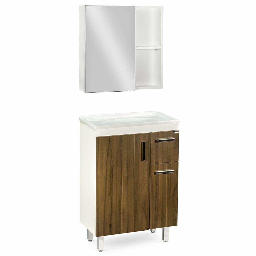 Kit Balcão Gouda Mdf/Mdp 60 Marrom Escuro Venturi