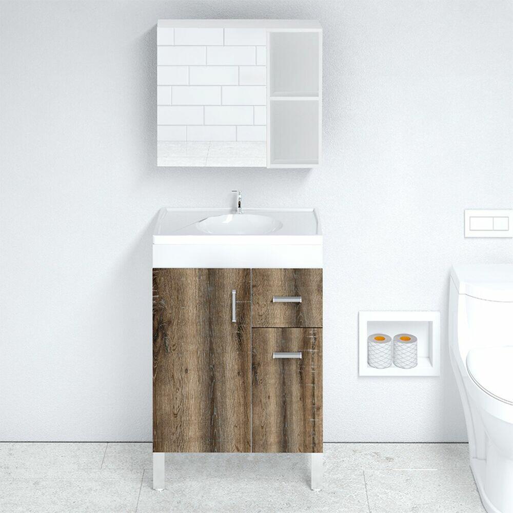 Kit Balcão Gouda Mdf/Mdp 60cm Marrom Mesclado Venturi
