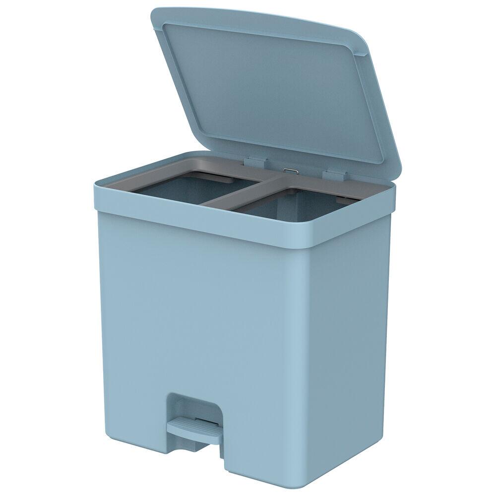 Lixeira Trium com Pedal Com 2 Compartimentos 20 Litros Azul Glacial Martiplast