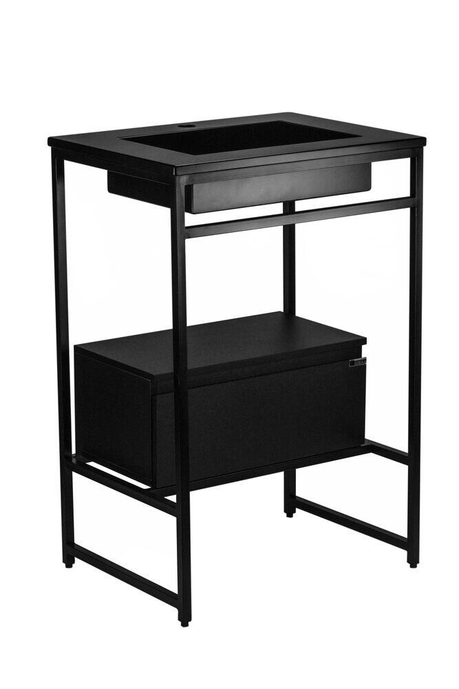 Balcão Iron Black Com Cuba 94 Preto Fosco Venturi