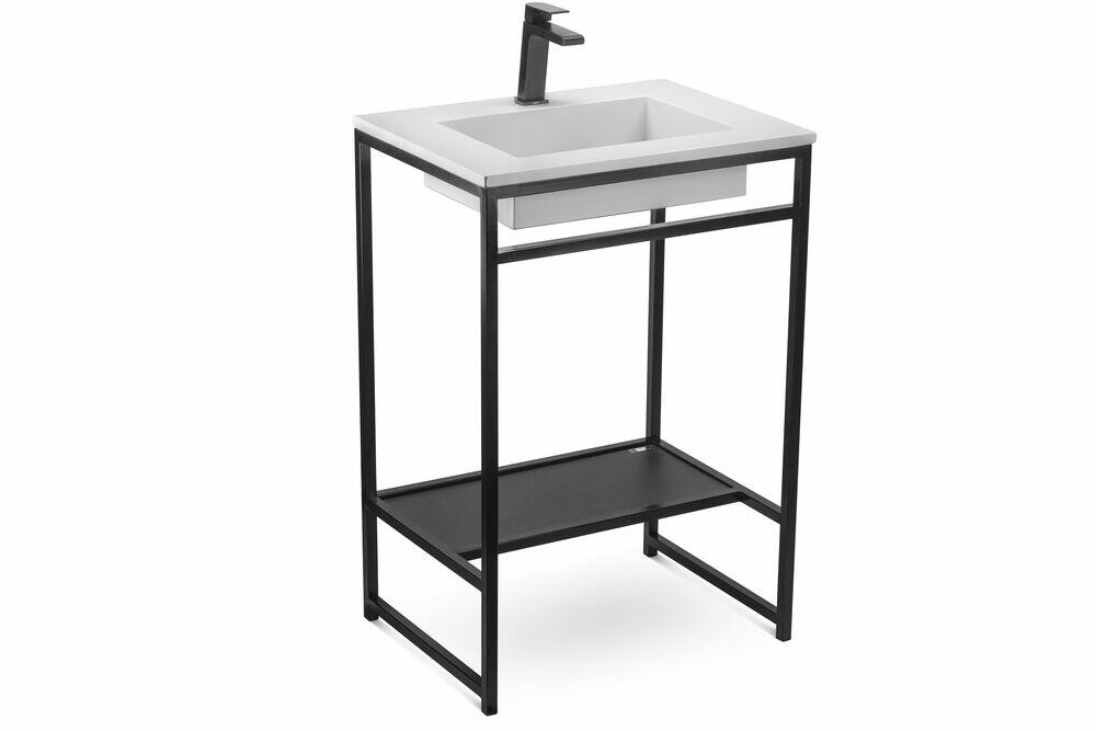 Balcão Iron Black Com Cuba 94 Preto/Branco Venturi