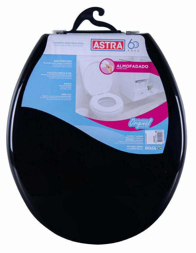 Assento Sanitário Polipropileno Almofadado Tpk Preto Astra