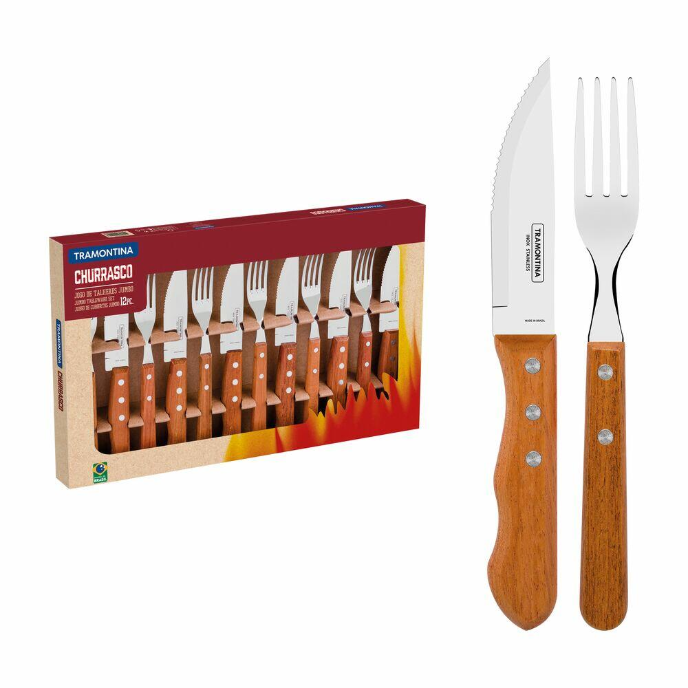 Jogo Dynamic para Churrasco 12 Peças Inox Madeira Tramontina
