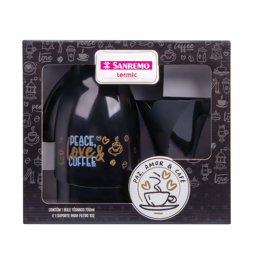 Bule Termic Com Suporte Para Filtro de Plástico 700ml Preto Sanremo
