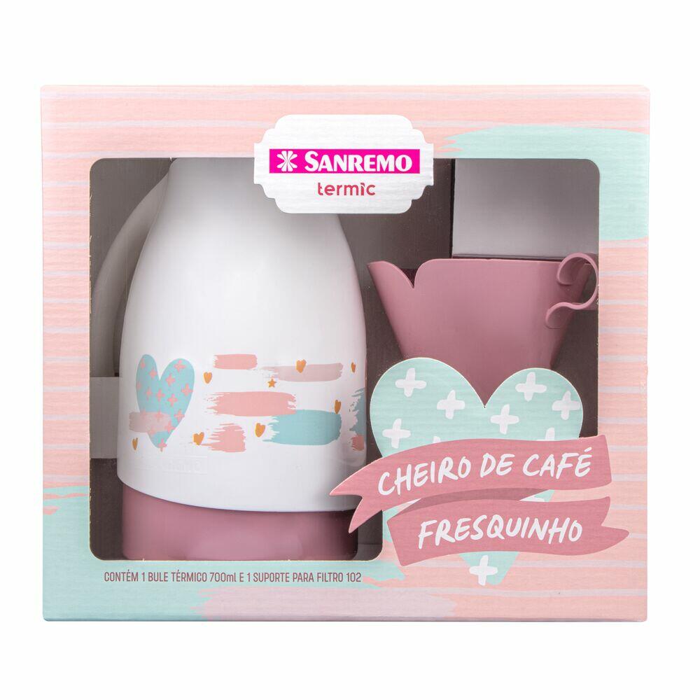 Bule Termic Com Suporte Para Filtro de Plástico 700ml Branco Sanremo