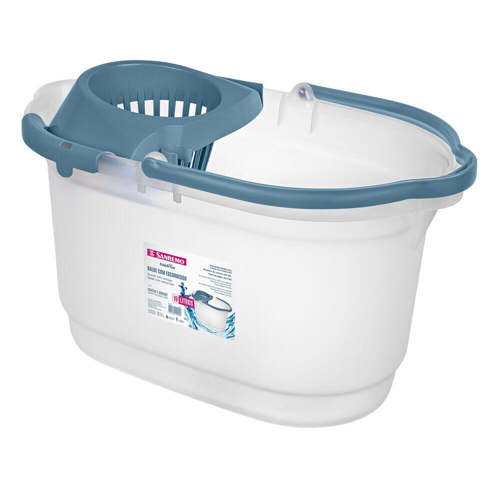 Balde Hydrus Com Escova Alça Larga 19L Cristal Sanremo