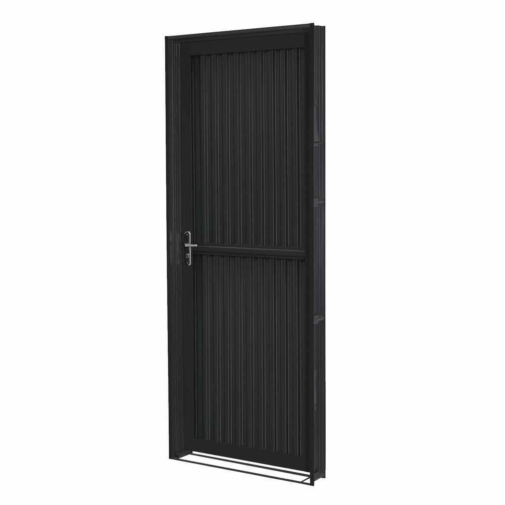 Porta Standard de Abrir Canelada Direita 2,15x0,65 Preta Crv