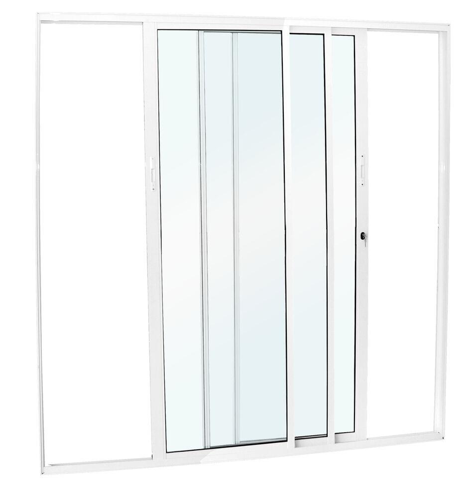 Porta de Correr 3 Folhas Vidro Panorâmico 2,10x2,00 Branca Crv