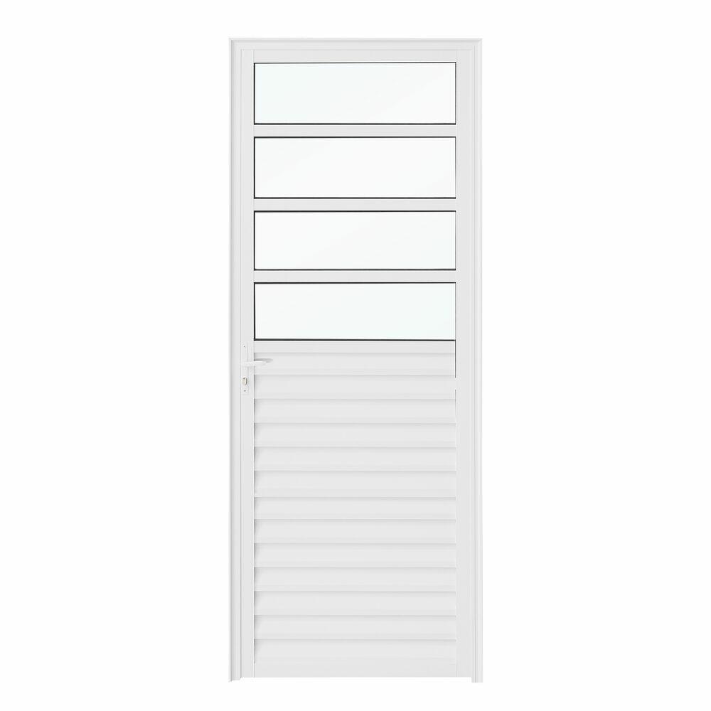 Porta de Abrir Veneziana 4 Vidros Esquerda 0,80x2,10 Branca Crv