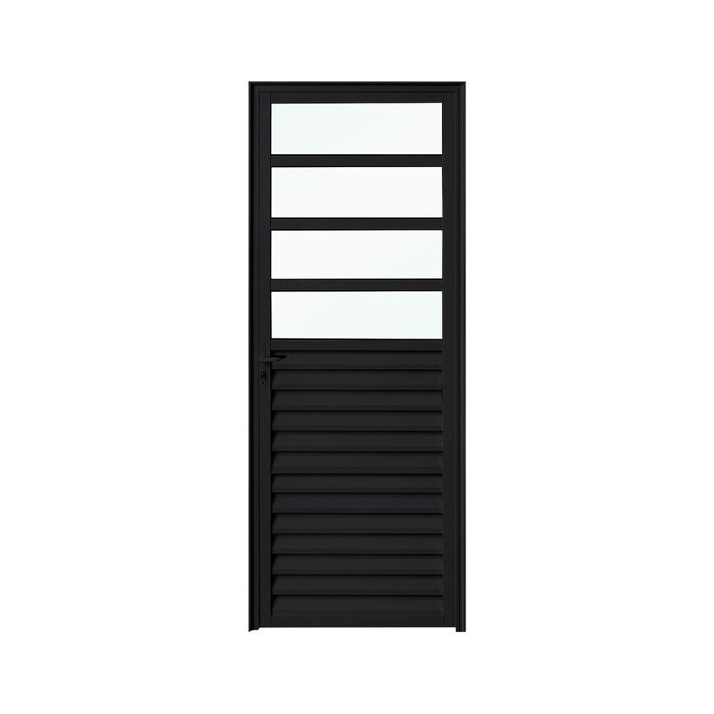 Porta Mista Veneziana 4 vidros 80x210 Direita Black Nobre