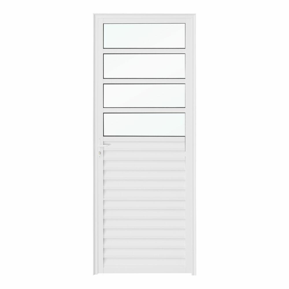 Porta Nobre Veneziana Esquerda de Abrir 4 Vidros 2,10x0,80 Branca Crv
