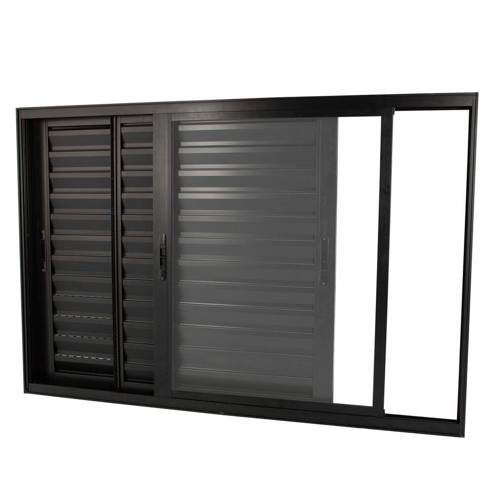 Janela de Correr Veneziana Nobre 3 Folhas 150x120 Preto CRV