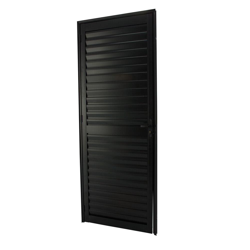 Porta Nobre de Abrir Veneziana Direita 2,10x0,70 Preta Crv
