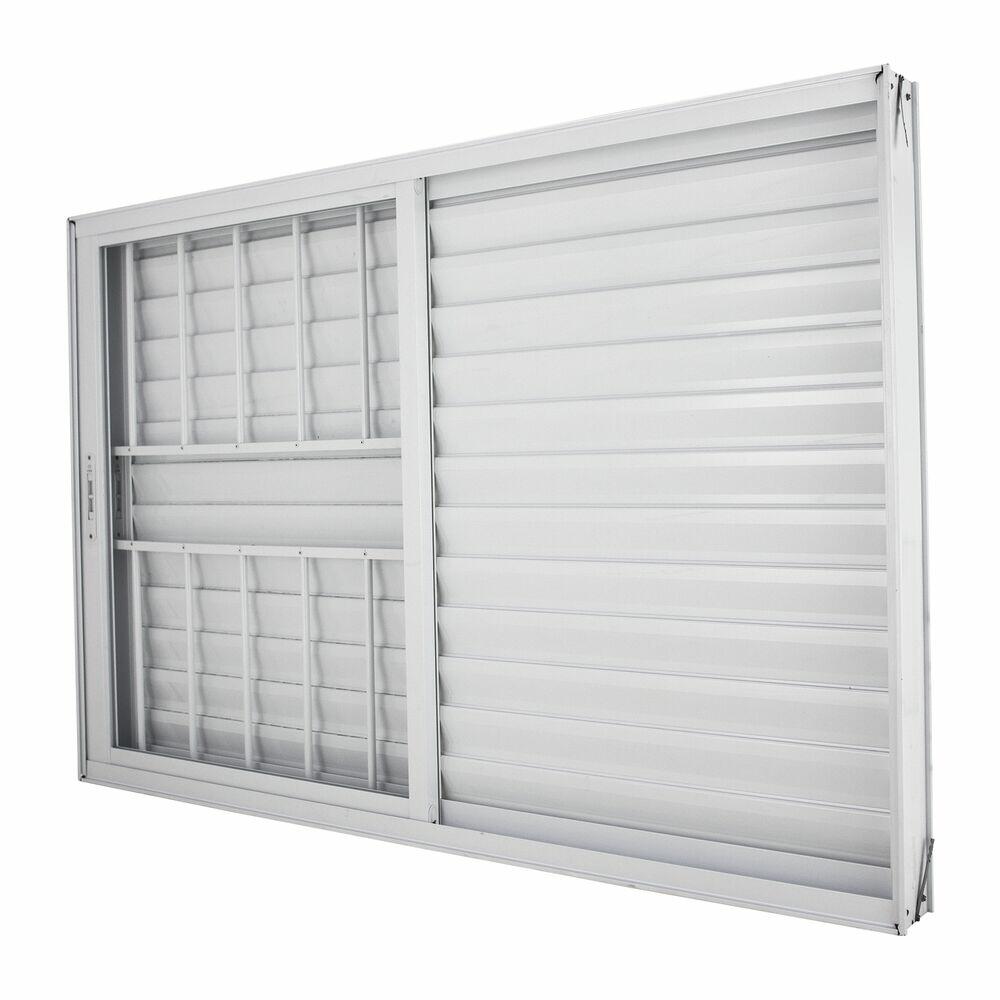 Janela de Correr Nobre 3 Folhas 1 Fixa com grade 120x100 Branco CRV