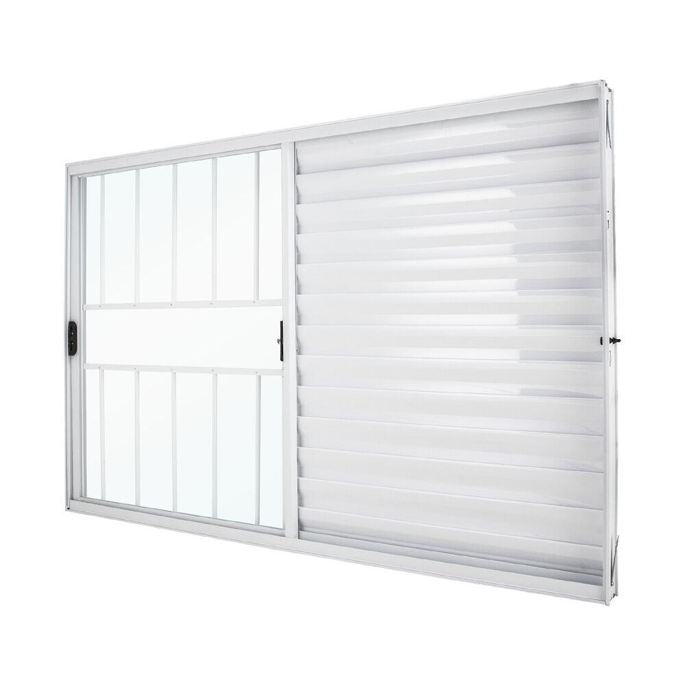 Janela Classic de Correr Veneziana Com Grade 3 Folhas 1 Fixa 1,20x1,20 Branca Crv