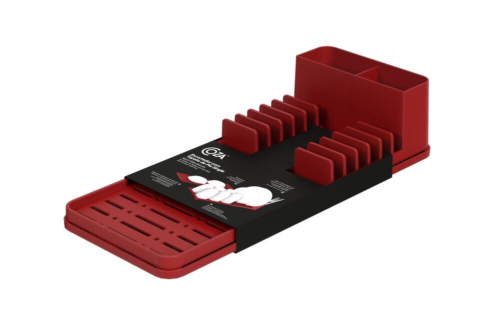 Escorredor de Louça Single Bold Com Tapete 6 pratos  Vermelho Coza Utilidades