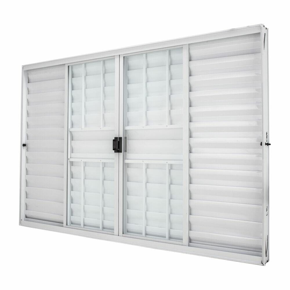 Janela Smart de Correr Veneziana 6 Folhas 2 Fixas Com Grade 1,00x1,00 Branca Crv