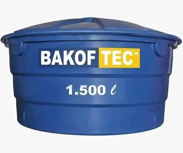 Caixa De Água Redonda com Tampa 1500L Polietileno Azul Bakof Tec