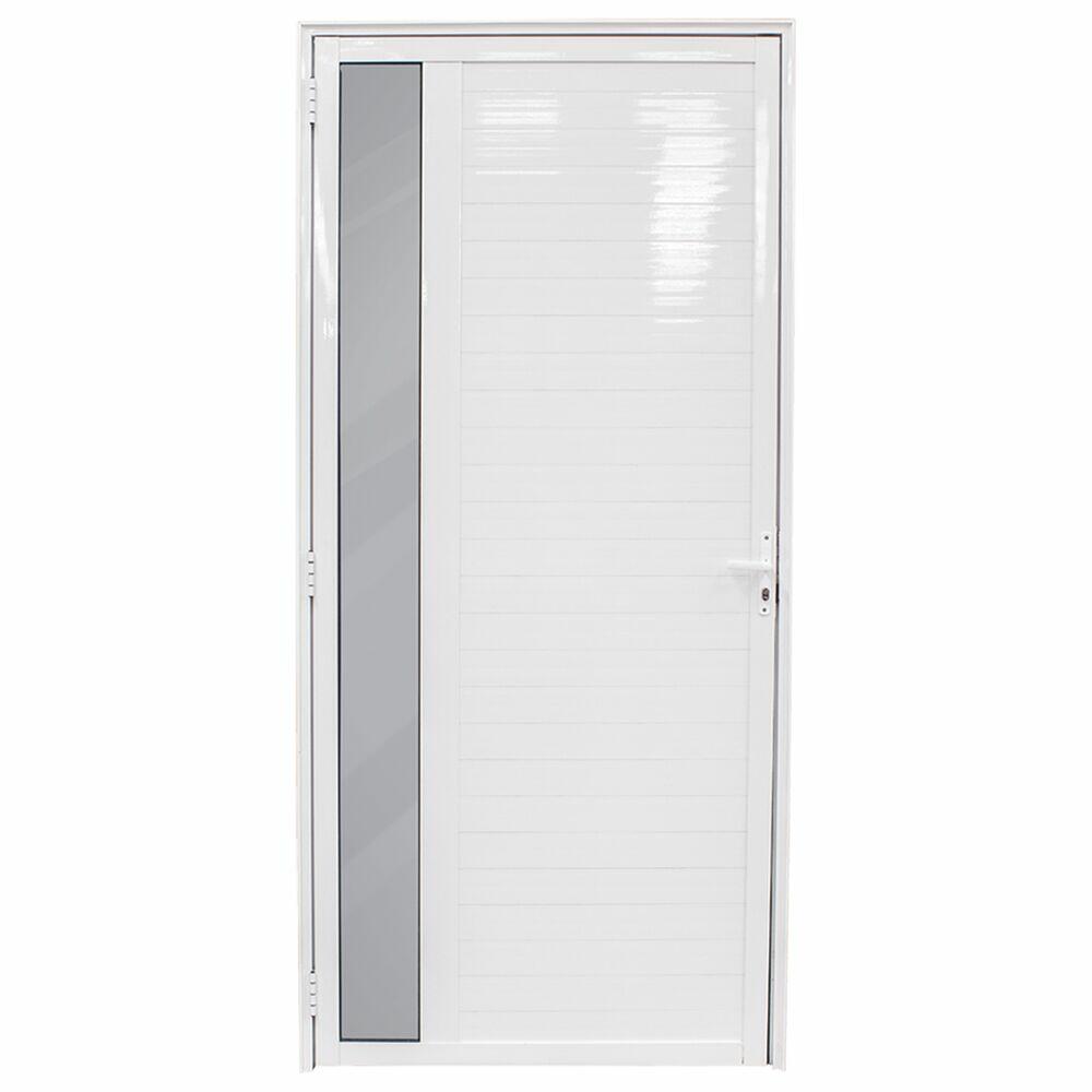Porta Nobre Lambri Vidro Fumê Com Visor Esquerda 0,90x2,15 Branca Crv