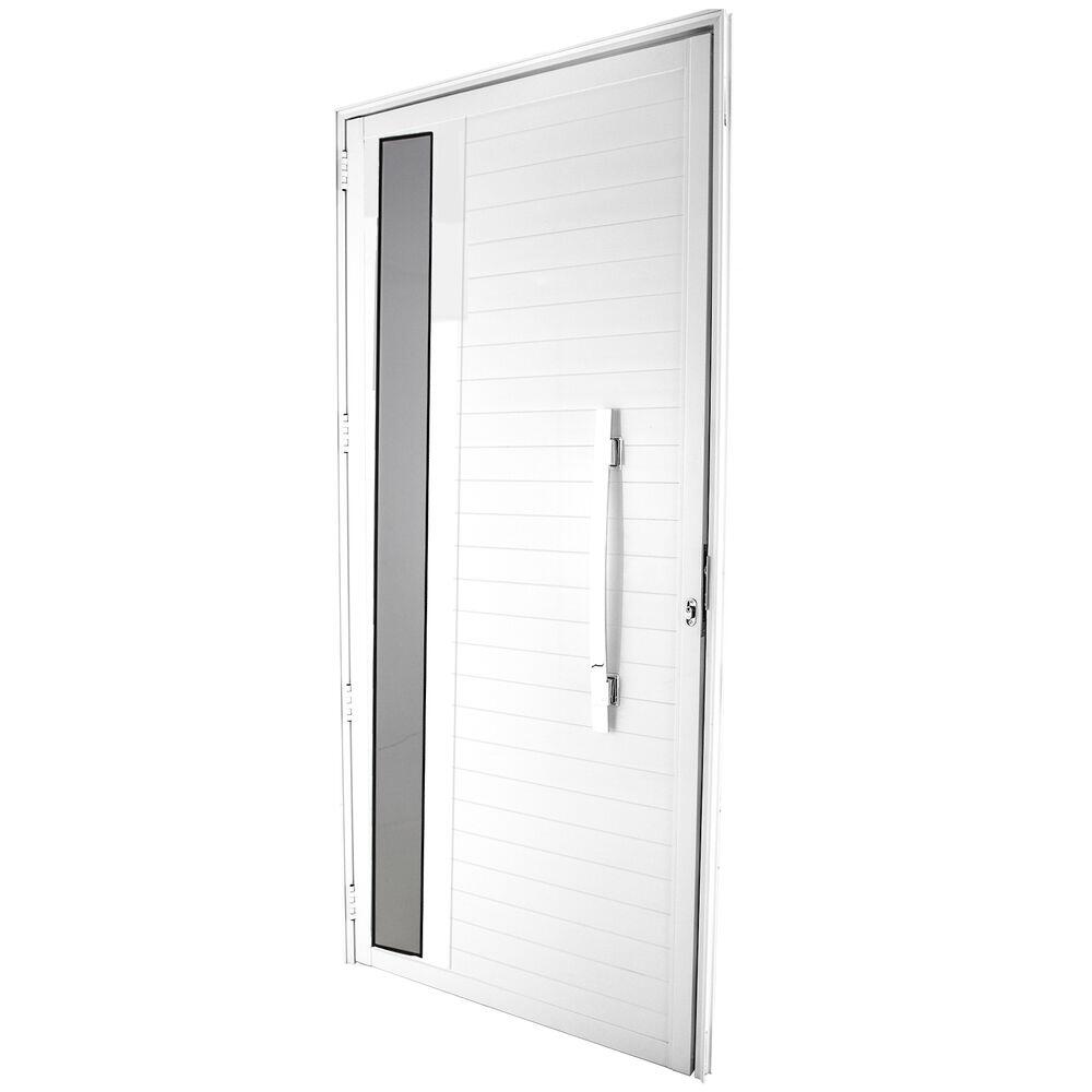 Porta Lambri com Visor e puxador Curvo Vidro Liso 100x215 Branco CRV