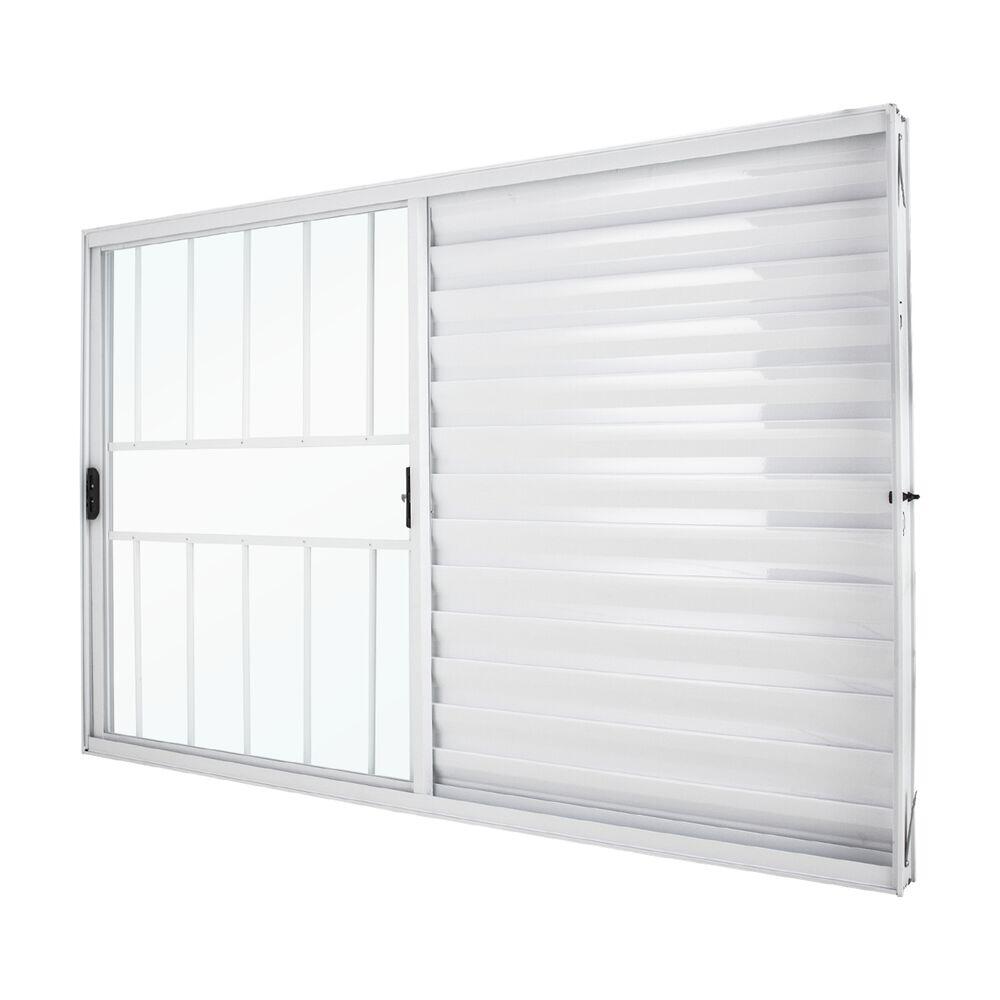 Janela Smart Veneziana Com Grade 3 Folhas 1 Fixa 1,20x1,20 Branca Crv