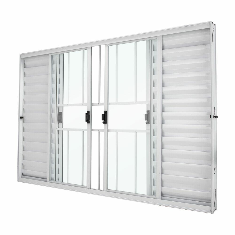 Janela Classic Veneziana 6 Folhas 2 Fixas 1,00x1,00 Branca Crv