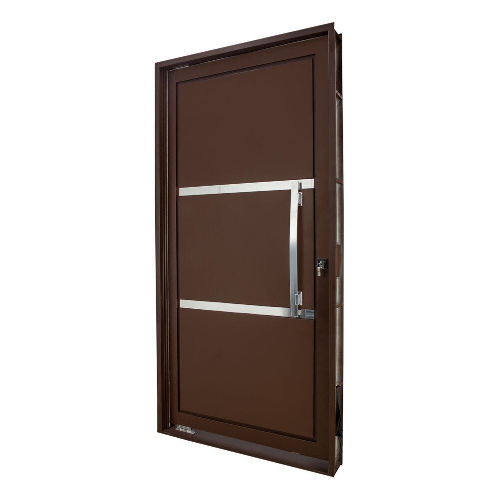 Porta de Abrir de Aço Pivotante Direta Com Friso 2,19x1,08 Crv