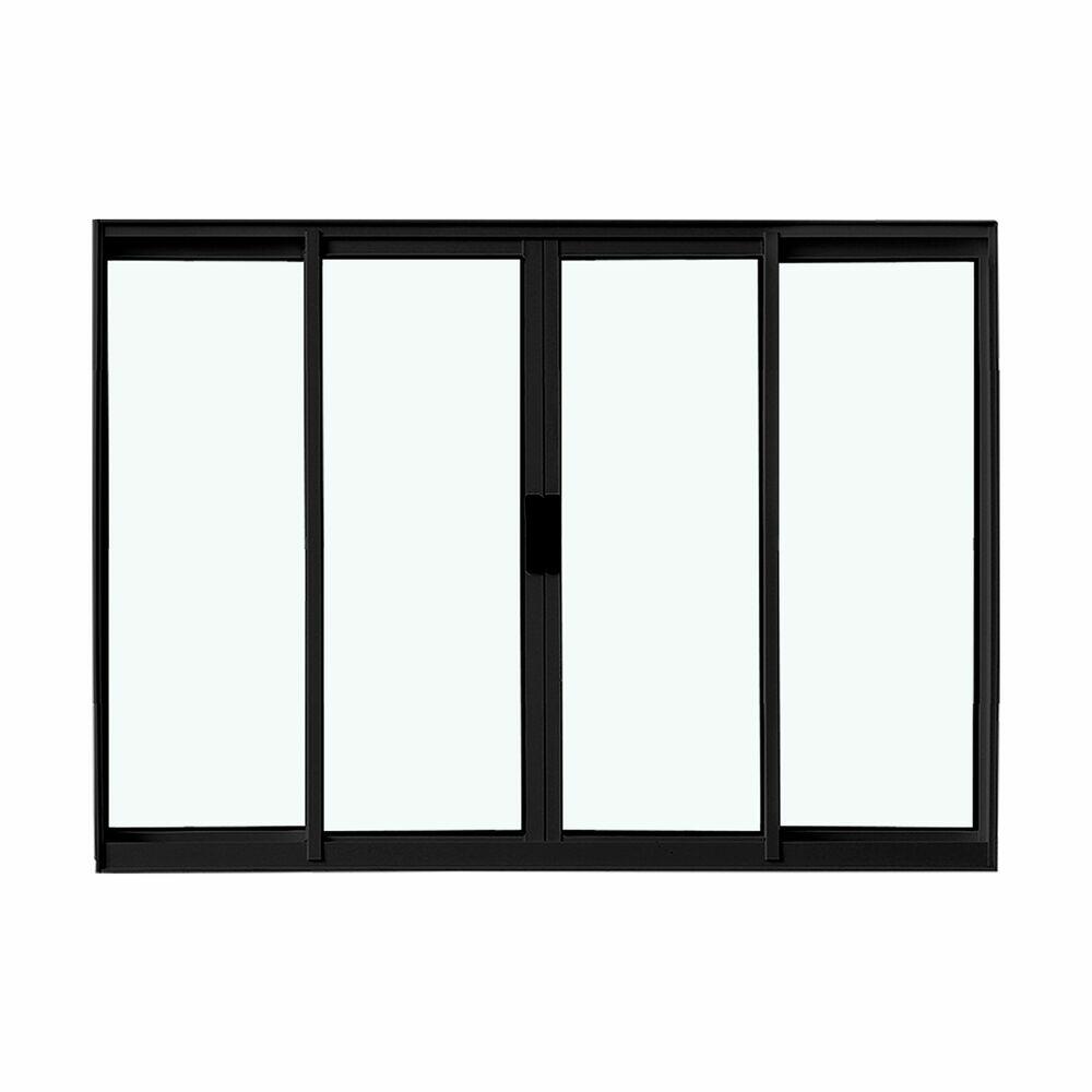 Janela Modular de Correr 4 Folhas 2 Fixas 1,20x1,00 Preta Crv