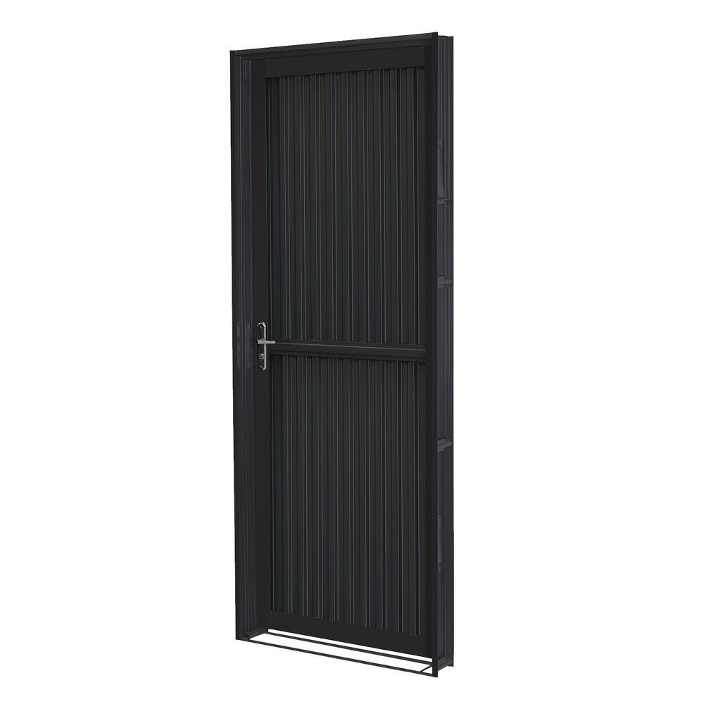 Porta Standard de Abrir Canelada Esquerda 0,84x2,15 Preta Crv
