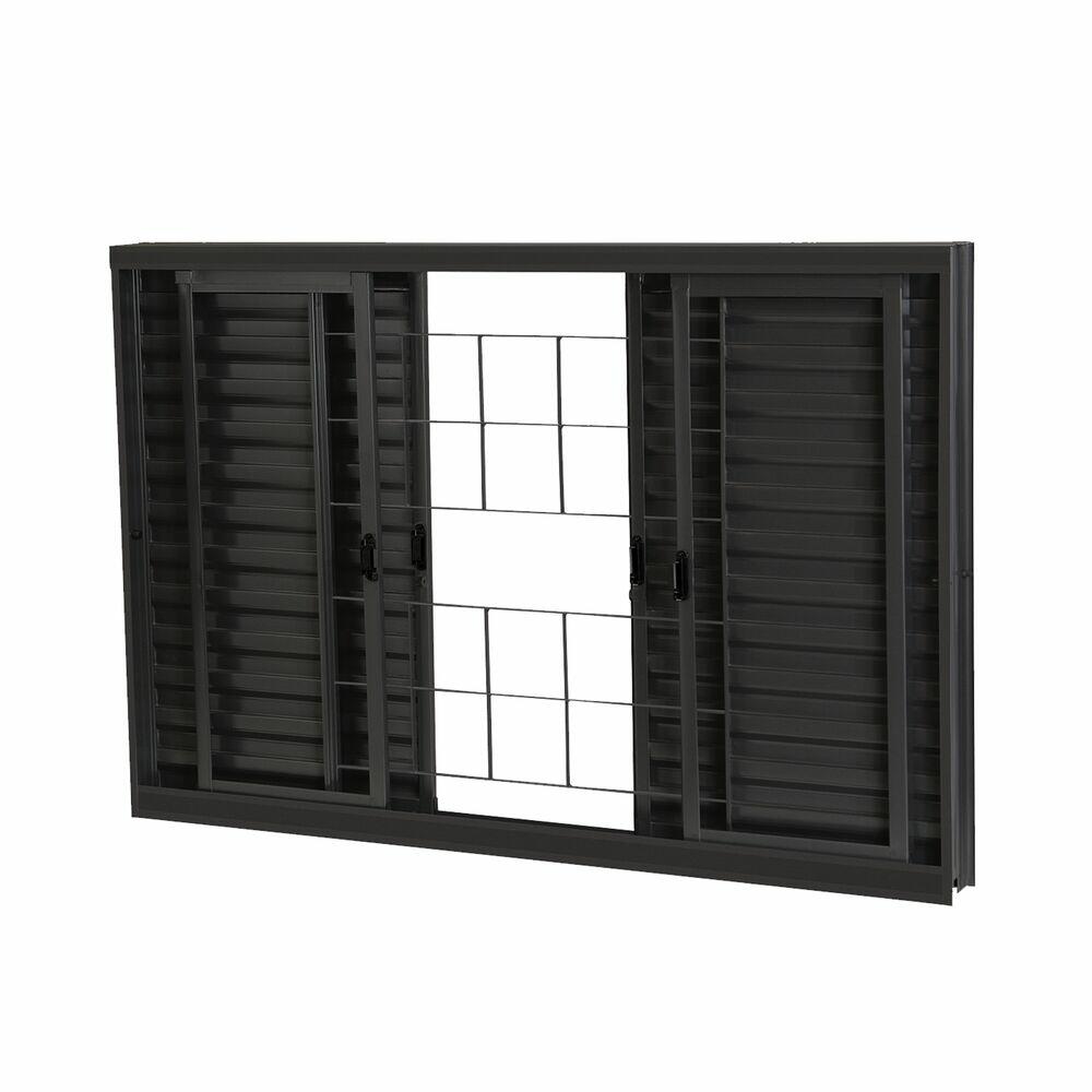 Janela Standard Prime Veneziana  Com Grade 1,50x1,00 Preta Crv