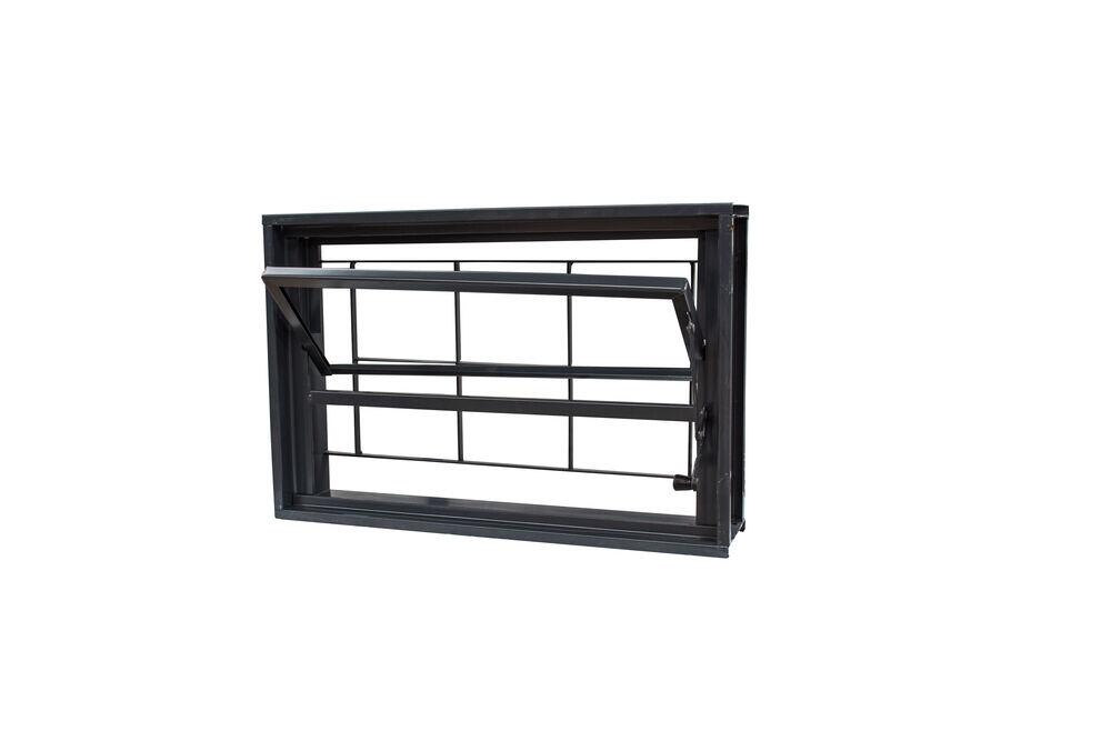 Janela Basculante Vitrô R14 com grade 60x40 Preto CRV