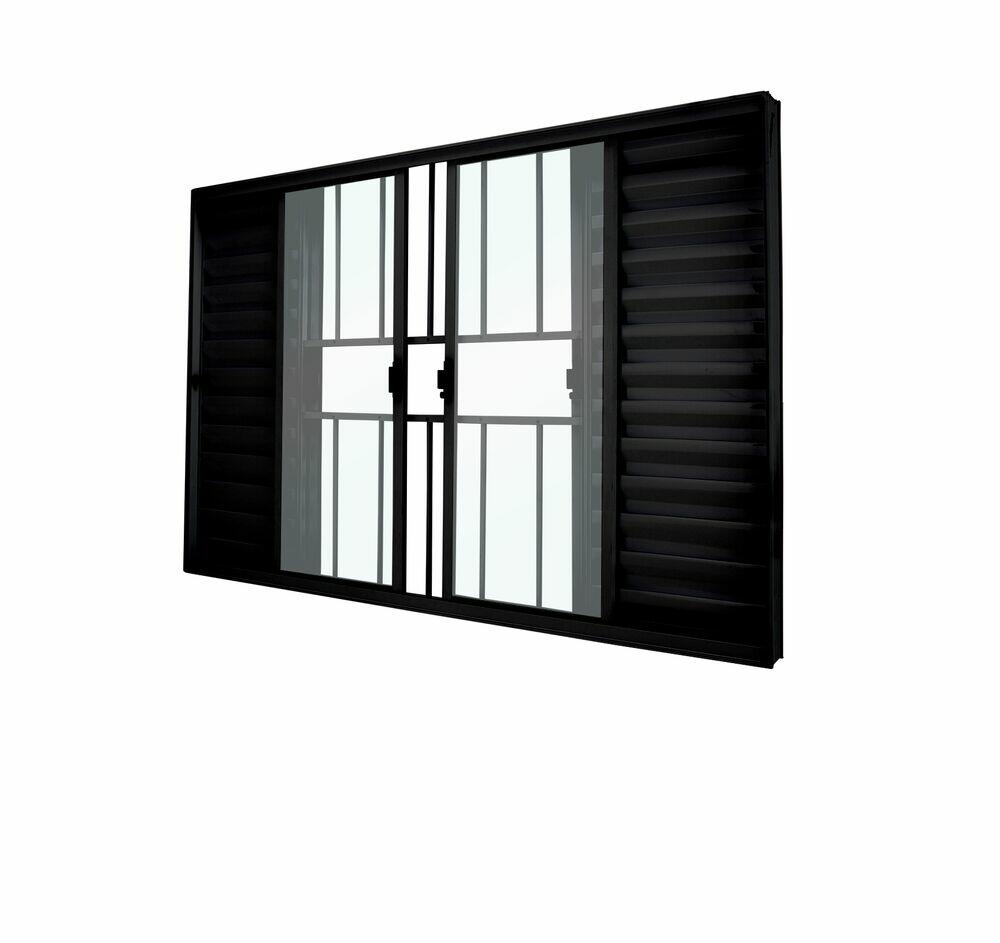 Janela de Correr Veneziana Nobre 6 Folhas 2 Fixas com grade 150x100 Branco CRV