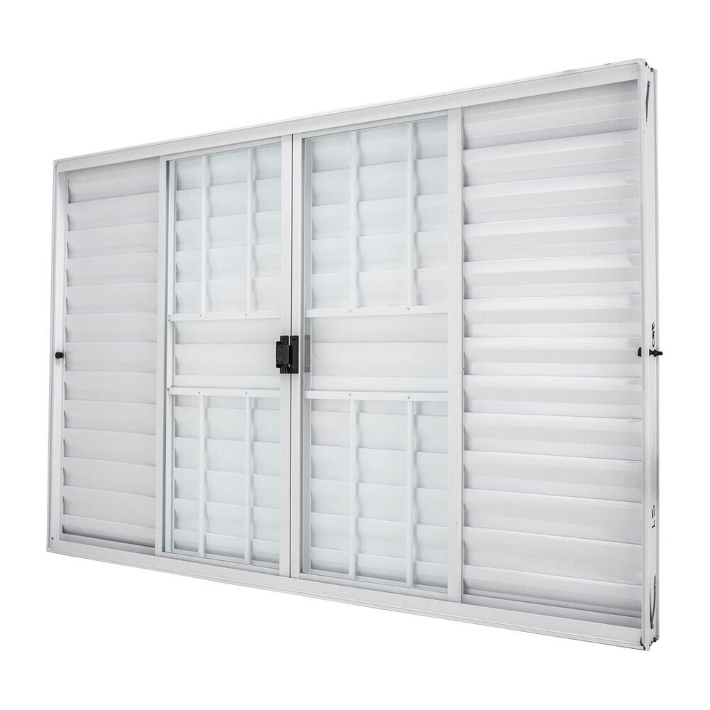 Janela Smart de Correr Veneziana Com Grade 6 Folhas 2 Fixas 1,50x1,00 Branca Crv