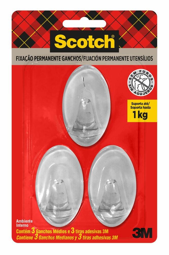 Gancho Scotch Pvc Adesivo 2kg Transparente 3M