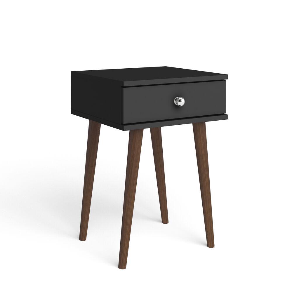 Mesa Lateral Multiuso Rustico 1 Gaveta MDP 40x60x38 Preto Movelbento