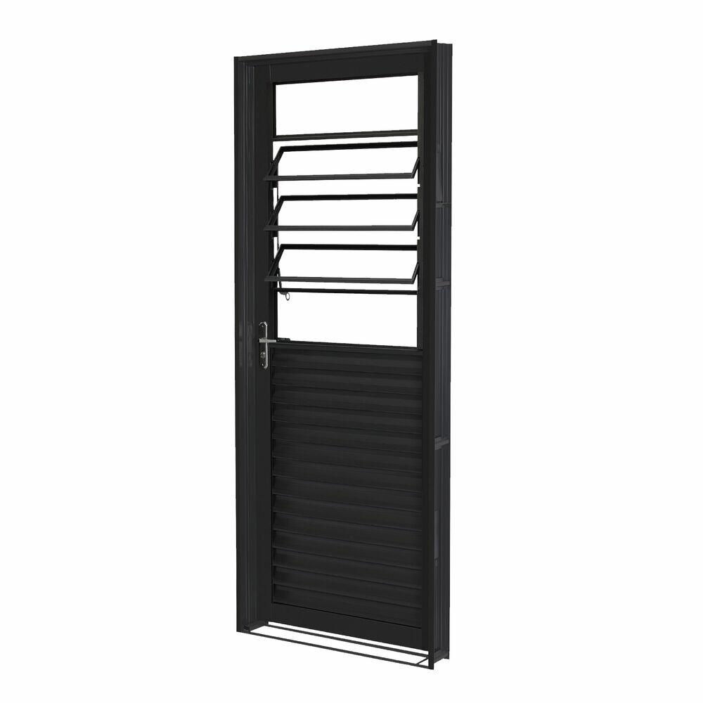 Porta Standart Prime Basculante Mista Esquerda 0,84x2,15 Preta Crv