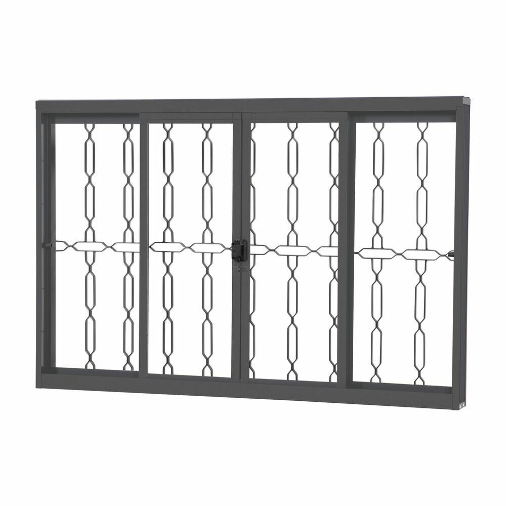 Janela Standard Elo de Correr Vitrô Com Grade 150x100 Preta CRV