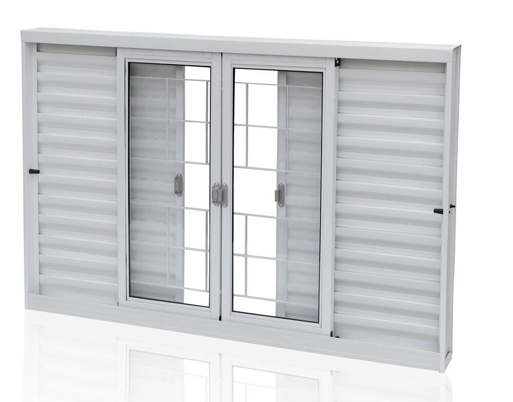 Janela Ideal Veneziana de Correr Com Grade Quadrada 2,0x1,00 Branca Crv
