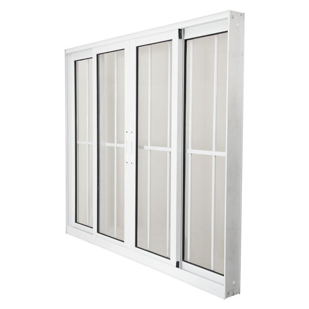 Janela de Correr Nobre 4 Folhas e 2 Fixas 200x120 com grade Branco CRV