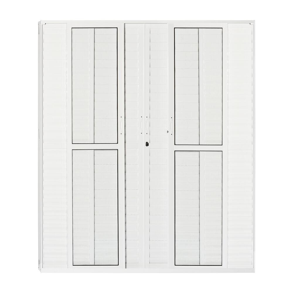 Porta Nobre de Correr Veneziana 6 Folhas 2 Fixas 2,00x2,10 Branca Crv
